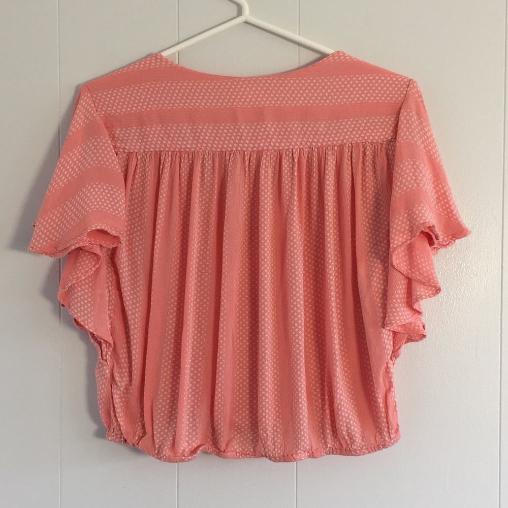 Maeve Pink Surplice Ruffle Sleeve Top - Picture 4 of 8